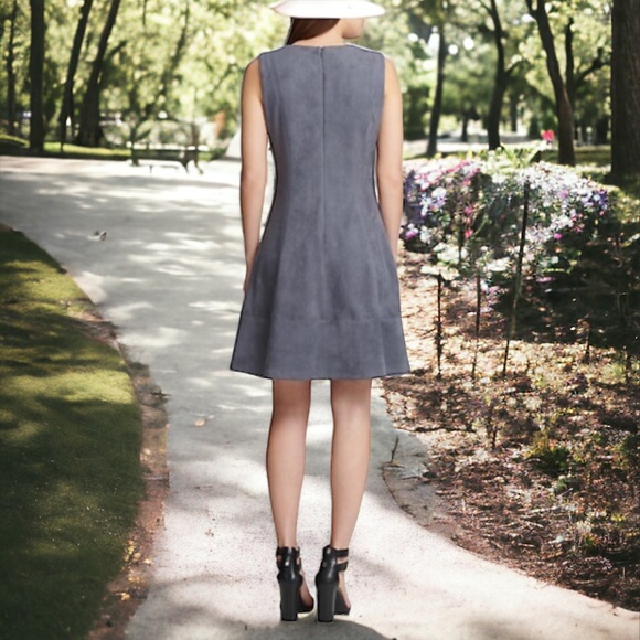 DKNY Faux Suede Fit Flare Scuba Dress Size 4 - Picture 7 of 13